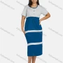 Wholesale Women's Plus Size Casual Colorblock Short Sleeve Pleated Front Splicing Midi Dress preview
