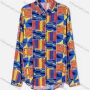 Wholesale Women's Plus Size Fashion Long Sleeve Button Down Allover Geo & Patchwork Print Shirt preview