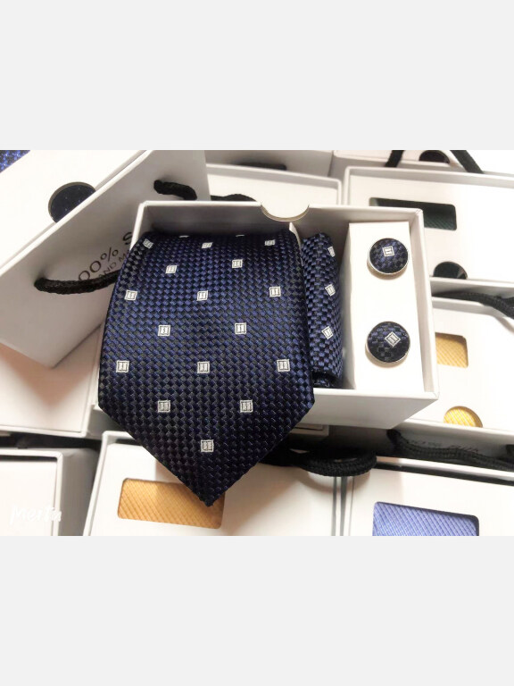 Men's Formal Checkerboard Graphic Tie & Pocket Square & Pair Cufflinks Sets, Clothing Wholesale Market -LIUHUA, 