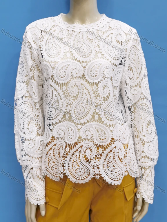 Wholesale Women's Casual Long Sleeve Embroidered Hollow Out Cover Up Tops