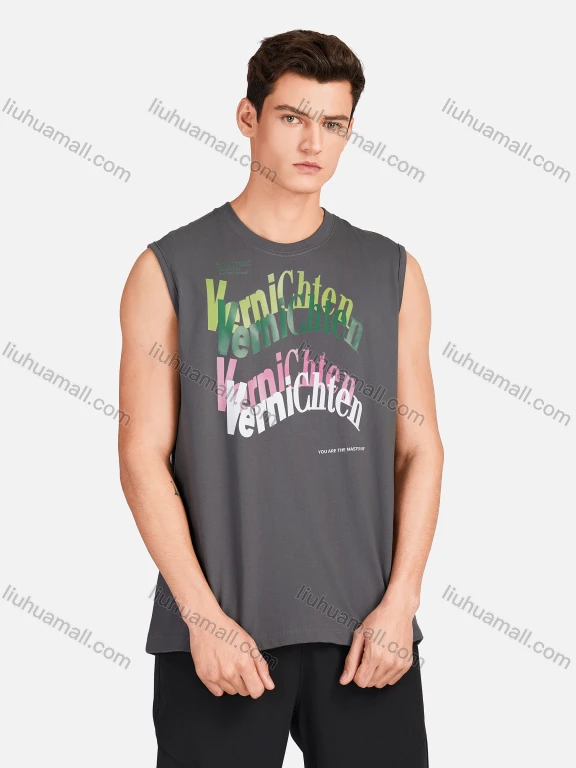 Wholesale Men's Casual Letter Round Neck Sleeveless Tank Tops S30#