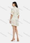 Wholesale Women's Shirt Collar Short Sleeve Floral Print Flap Pockets Button Front Romper With Belt - Liuhuamall
