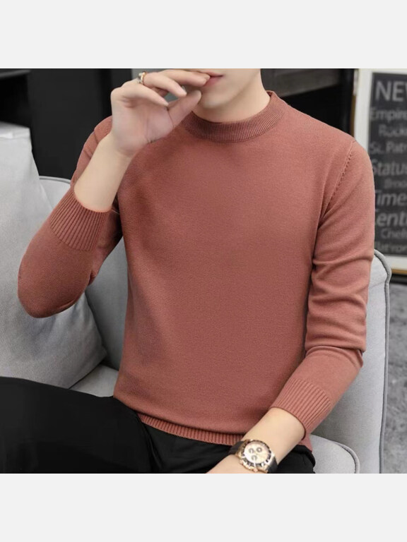 Men's Casual Plain Mock Neck Long Sleeve Sweater, Clothing Wholesale Market -LIUHUA, MEN, Sweaters-Knits