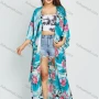 Wholesale Women's Allover Floral Animal Print 3/4 Sleeve Long Kimono Cardigan With Belt preview