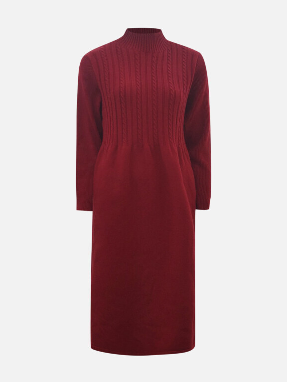 Women's Casual Mock Neck Plain Pullover Long Sleeve Midi Sweater Dress 001#, Clothing Wholesale Market -LIUHUA, 