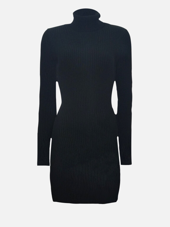 Women's Turtleneck Plain Pullover Long Sleeve Midi Sweater Dress 002#, Clothing Wholesale Market -LIUHUA, 