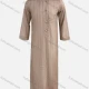 Wholesale Men's Modest 3/4 Sleeve Round Neck Striped Print Button Front Middle East Ramadan Muslim Arabic Robe Camel Clothing Wholesale Market Liuhua