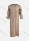 Wholesale Men's Modest 3/4 Sleeve Round Neck Striped Print Button Front Middle East Ramadan Muslim Arabic Robe - Liuhuamall