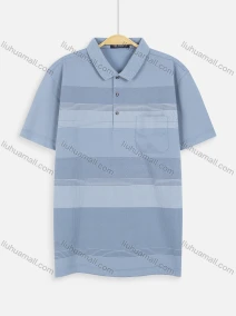 Wholesale Men's Short Sleeve Striped Pocket Casual Polo Shirt, LIUHUA CLOTHING WHOLESALE