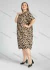 Wholesale Women's Round Neck Short Sleeve Allover Leopard Print Plus Midi Dress - Liuhuamall