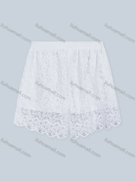 Wholesale Women's Embroidery Floral Lace Plain Elastic Waist Short 019#