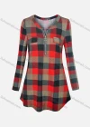 Wholesale Women's Crew Neck Half Zip Fake Pocket Adjustable Sleeve Tunic - Liuhuamall