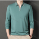 Wholesale Men's Casual Plain Notched Long Sleeve Ice Silk Striped Trim Henley Shirt 2512# Green Wholesale Clothing Market & Suppliers -LIUHUAMALL