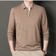 Wholesale Men's Casual Plain Notched Long Sleeve Ice Silk Striped Trim Henley Shirt 2512# Khaki Wholesale Clothing Market & Suppliers -LIUHUAMALL