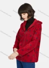 Wholesale Women's Casual Zipper Warm Polka Dots Print Hooded Jacket - Liuhuamall