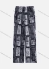 Wholesale Women's Elastic Waist Newspaper Print Rib-Knit Wide Leg Pants - Liuhuamall