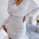 Wholesale Women's Casual Plain Long Sleeve Wrap V Neck Ribbed Bodycon Short Dress White Clothing Wholesale Market Liuhua