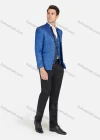 Wholesale Men's Stand Collar Floral Jacquard One Button Stylish Blazer Jacket With Waistcoat 3-Pieces Set - Liuhuamall