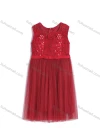 Wholesale Girls Sleeveless Zip Back Embroidery Beads Lace Flower Girl Dress - Liuhuamall