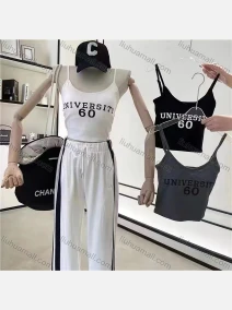 Wholesale Women's Casual Letter Print Spaghetti Straps Crop Cami Top, LIUHUA CLOTHING WHOLESALE