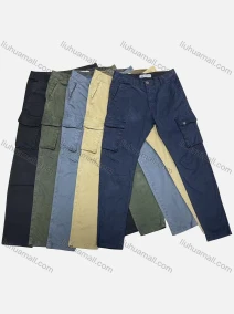 Wholesale Men's Casual Plain Flap Pockets Button Closure Cargo Pant 1917#, LIUHUA CLOTHING WHOLESALE