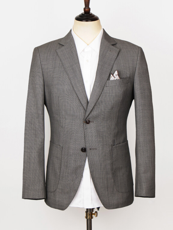 Men's Formal Lapel Long Sleeve Two Buttons Patch Pocket Plain Blazer Jackets, Clothing Wholesale Market -LIUHUA, 