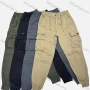 Wholesale Men's Casual Plain Flap Pockets Zip Decor Drawstring Cargo Pant 9962# preview