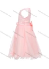 Wholesale Girls Sleeveless 3D Floral Appliques Belted Lace Flower Girl Dress - Liuhuamall