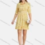 Wholesale Women's Casual A-Line Pleated Hem Ditsy Floral Bishop Sleeve Shirt Dress 20-13# preview