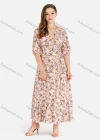 Wholesale Women's Casual Elegant Allover Floral Print Wrap V Neck Ruffle Hem Maxi Dress - Liuhuamall