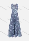 Wholesale Women's Elegant Sleeveless Pearl Lace Appliques Maxi Evening Dress - Liuhuamall