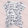 Wholesale Women's Casual Letter Print Round Neck Short Sleeve Curved Hem Top preview