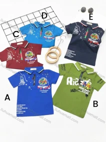 Wholesale Boys Casual Short Sleeve Embroidery Letter Graphic Zipper Front Polo Shirts, LIUHUA CLOTHING WHOLESALE