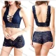 Wholesale Women's Plain Guipure Lace Comfortable Thin Cup Bra Pantie Lingerie Set Navy Clothing Wholesale Market Liuhua