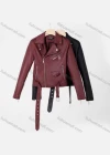 Wholesale Women's Casual Lapel Long Sleeve Zipper Plain Leather Crop Biker Jacket With Belt - Liuhuamall