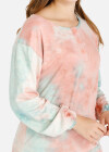 Wholesale Women's Tie Dye Long Sleeve Henley Shirt & Shorts 2 Piece Sleepwear Set - Liuhuamall