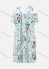 Wholesale Women's Casual Cold Shoulder Bow Knot Button Decor Floral Short Dress 1153# - Liuhuamall