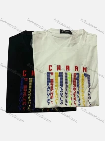 Wholesale Men's Casual Round Neck Short Sleeve Embroidered Letter T-Shirt, LIUHUA CLOTHING WHOLESALE